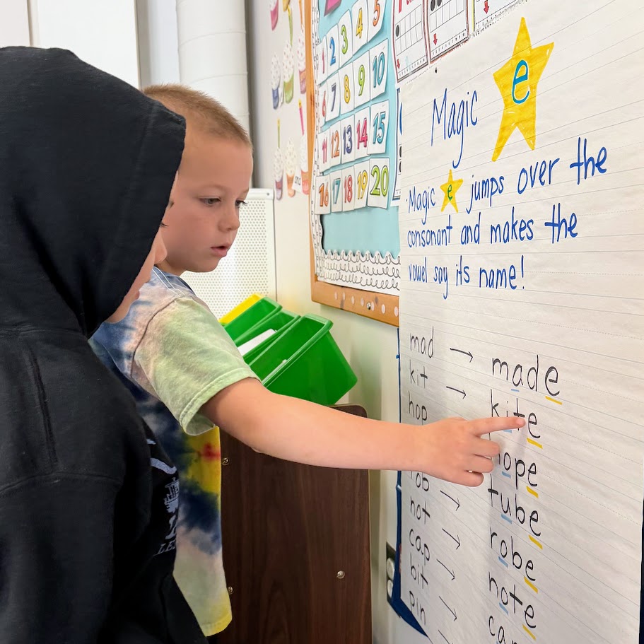 Students read words with silent e.